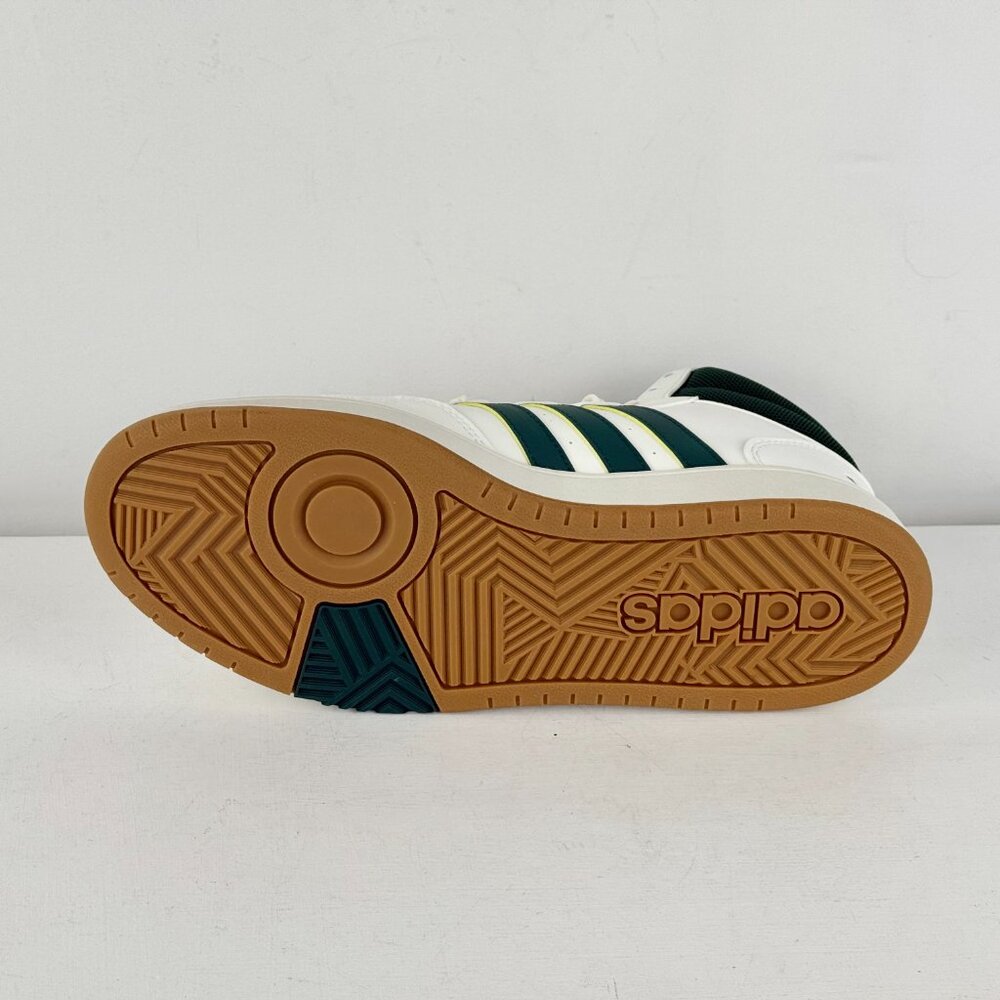 Size 10.5 - Men's Adidas Hoops 3.0 Mid Athletic Sneaker - White/Green - Picture 9 of 9